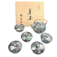 　＠　有田焼 祥楽作 急須 蓋付き 5客 箱入り 茶器セット 未使用品