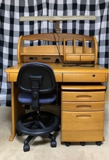 学習机・椅子・ワゴン３点　ヒカリサンデスク