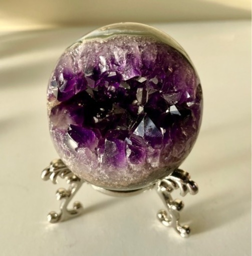 アメジスト 開口笑 家庭円満 クリスタルスフィア 丸玉 水晶 パワーストーン