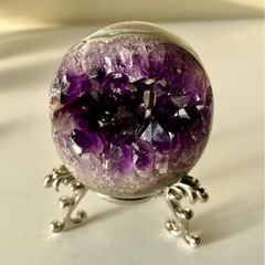 アメジスト 開口笑 家庭円満 クリスタルスフィア 丸玉 水晶 パワーストーン