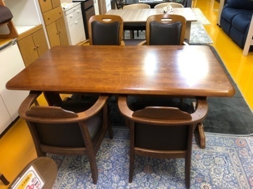 超人気！【ダークブラウン】イニング５点セット ４人掛け Natural lushroom ダイニングセット 5点セット ウォールナット オーク 4人掛け