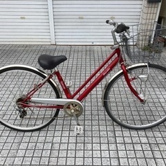 【27インチ自転車】6段変速　LEDオートライト付　リヤタイヤ新...