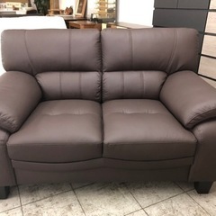本革　革張りソファ　２人掛けソファ　背もたれ脱着式　試作処分品　新品　展示品
