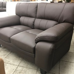 本革　革張りソファ　２人掛けソファ　背もたれ脱着式　試作処分品　新品　展示品