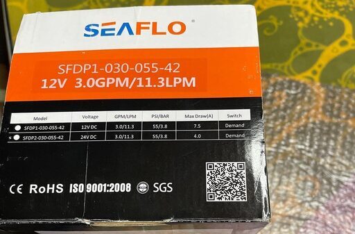 SEAFLO 12V 3GPM 11.3LPM 55PSI 自吸式ウォーター ダイヤフラムポンプ キャンピングカー キッチン シャワー 洗車 静音ハイパワー