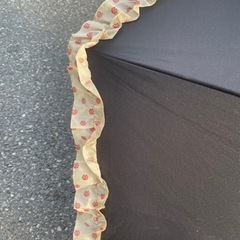 黒の傘 ひらひら布がついてるデザイン の画像