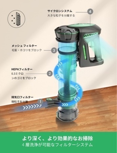 ✨新品未使用✨コードレス掃除機 強吸引力 コードレス掃除機 伸縮パイプ サイクロン