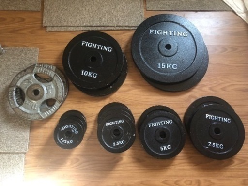 ファイティングロード　プレート　計100キロ バーベルシャフトセット