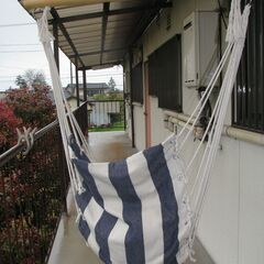 ★ロープチェア・ハンモックチェア吊り式ハンモック・室内ブランコ一人用：２台：青/白！の画像