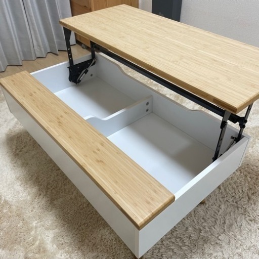 【値下げ！】北欧 昇降 ローテーブル 収納あり