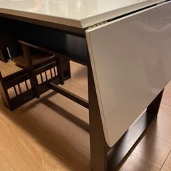 広さ拡張できるダイニングテーブル✨ベンチ椅子付きの画像