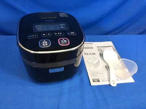 【動作保証あり】SHARP 2016年 KS-C5K 3合炊き マイコン 黒厚釜 炊飯器【管理KRK767】