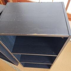 無料 3段 カラーボックス ブラックの画像