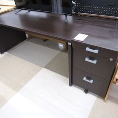 札幌市/清田区 ワークデスク/平机 デスクワゴン付 オフィス家具 PCデスク 大型デスク