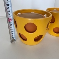 【未使用・陶器製】かわいい植木鉢 二重構造／訳あり特価の画像