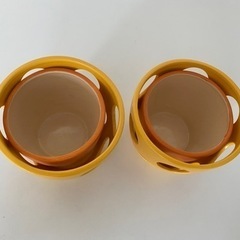【未使用・陶器製】かわいい植木鉢 二重構造／訳あり特価の画像