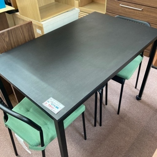 【美品】IKEA キャスター付き　ダイニングテーブルセット　テーブル　イス2脚　丸イス2脚