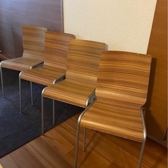 イス/椅子4脚セット　木&スチール製