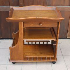 karimoku カリモク家具　キッチンワゴン　アンティーク カリモク キッチンワゴン 3段 キャスター アンティーク トレー取外し可