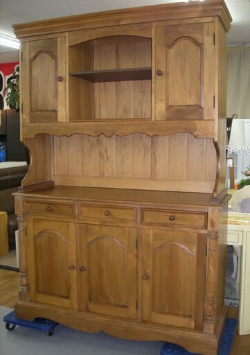 R212 天然木 カントリーカップボード、食器棚、輸入家具、143cm