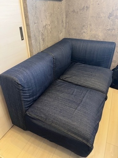 【引き取り手様決まりました】【格安】無印良品　ユニットソファ小　デニムカバー付き
