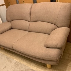 値下げします！関家具✨2.5人掛けソファ『ナチュラルブラウン布張り』