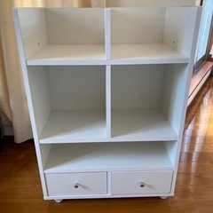 ［売約済］ランドセルラック・2人用・ホワイト・キャスター付