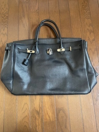 【決定】本革　ブラック　大きめ　エルメス風　バッグ