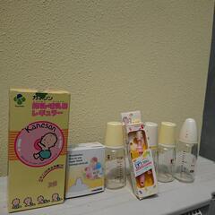 (受け渡し決定しました)値下げしました！！哺乳瓶とピジョン乳歯ブラシとカネソンの搾乳と哺乳器全部新品です‼️の画像