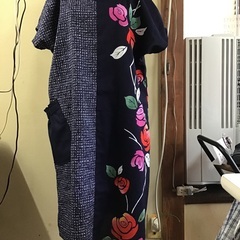 浴衣のチュニック　薔薇柄　着物リメイク