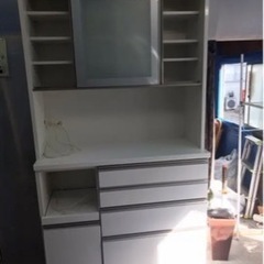 KEYUCA キッチンボード 食器棚 ホワイト 1部ソフトクローズ 程度良モイス