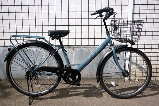 ☆シティサイクル ママチャリ 26インチ 自転車 LEDライト 6段変速 荷台付き 6段切り替え 反射板付き カゴ付き 札幌 北20条