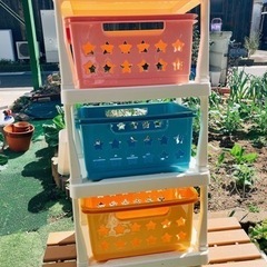 収納3色カラーバスケット　かご