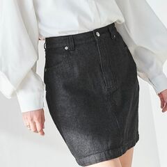【新品】ADOLESCENCE デニムミニスカート サイズＳ ブラックの画像