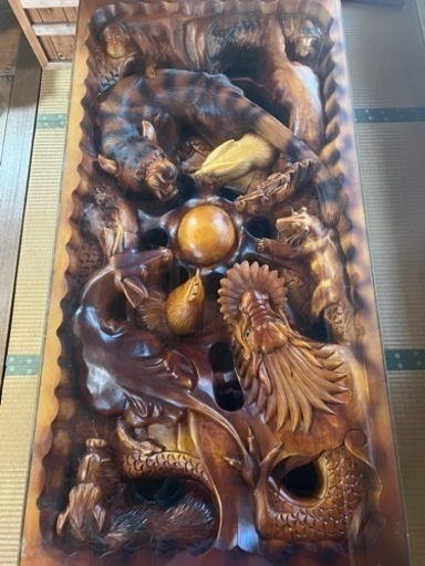 値下げしました。十二支彫刻座卓