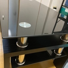 OSJ)ガラステーブル コーヒーテーブル 幅88cm 強化ガラス天板(ブラック天板+ブラック脚)の画像