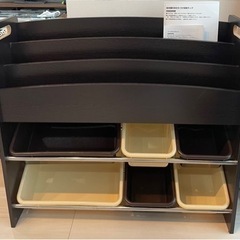 絵本棚付おかたづけ収納ラック　トーイキャビネットの画像
