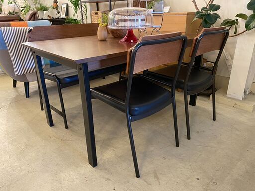 宇都宮でオシャレな家具を探すなら『オトワリバース！』美品 unico ウニコ HOXTON ホクストン ダイニングテーブルセット 4点セット ブラウン 中古品