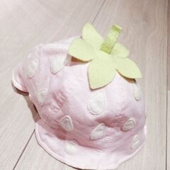 💖💖💖名古屋市千種💖💖💖🍲50円👏【44cm🌈綿100％💕日本製】赤ちゃん〜子ども用帽子❤️イチゴ🍓がかわゆい😍💖収益の一部をボランティア活動へ🎉🎉🎉の画像