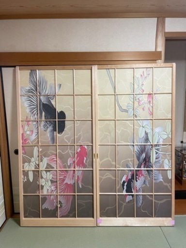 ★新品同様★アート襖（ふすま）（木製引き戸）2枚のセット