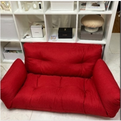 美品 2人掛けソファ リクライニング レッド