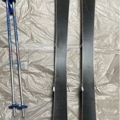 スキー板　キッズ　子供　スキー板　子供用　ストック　2点セット　お子様　ジュニアの画像