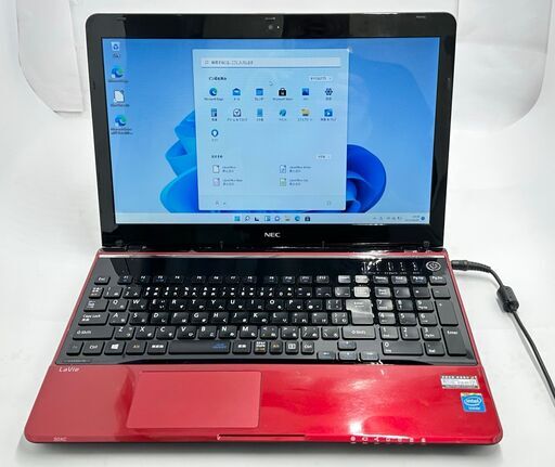 送料無料 新品SSD 赤色 15.6型 ノートパソコン NEC PC-LS150RSR 中古美品 Celeron 8GB DVDRW 無線 Bluetooth カメラ Windows11 Office