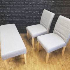 【アウトレット品】カバーが外せるダイニングチェア２脚＆ダイニングベンチセット・カバーリング