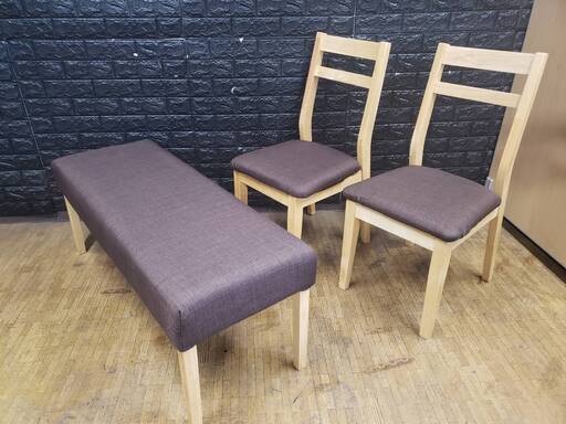 【アウトレット品】ダイニングチェア２脚＆ダイニングベンチセット・カバーリング・9244