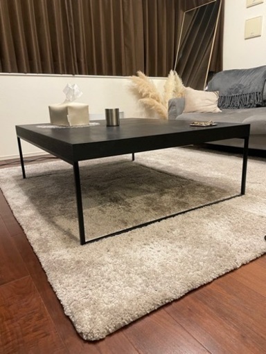 【クラスティーナ】センターテーブル　ブラック　アイアン脚