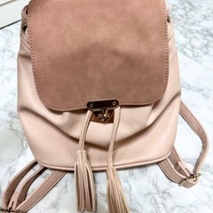 🤍美品 ライトピンクベージュ×ゴールド リュック
