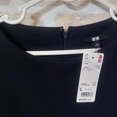 新品★ユニクロ七分袖ストレッチワンピース★Lサイズの画像