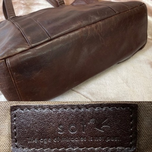 sot ZEBUレザー 2wayトートバッグ （ショルダーベルト付き）ブラウン