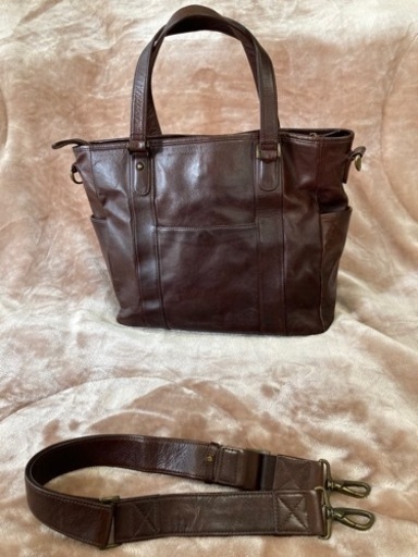 sot ZEBUレザー 2wayトートバッグ （ショルダーベルト付き）ブラウン
